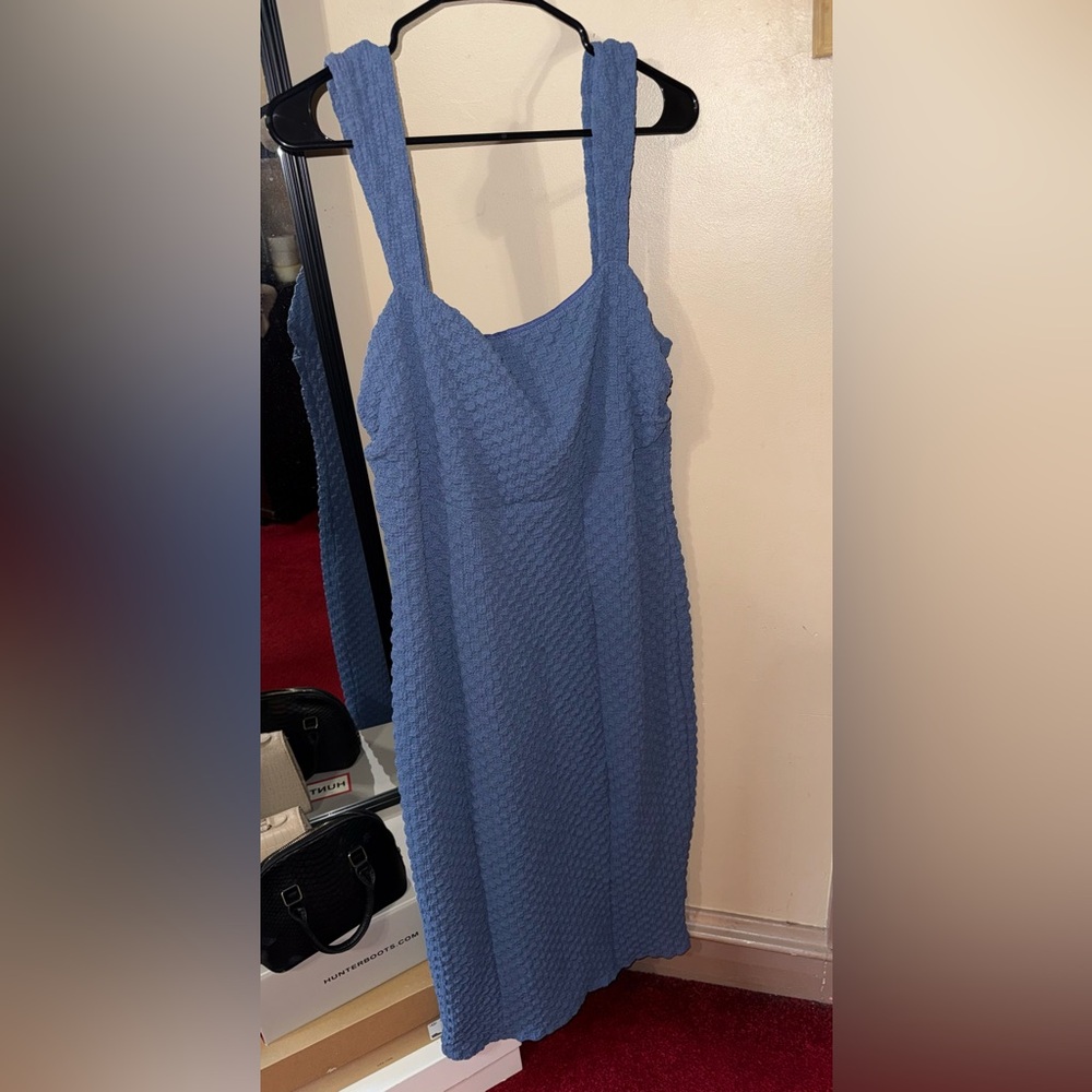 Elegant Blue Textured Women's Dress